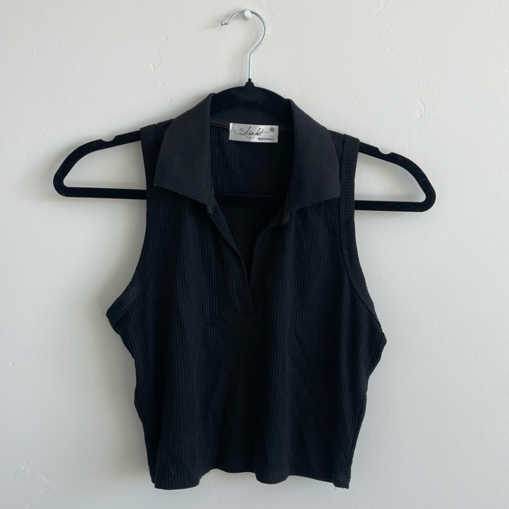 V-Neck Collared Tank Top